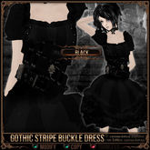 Mesh * =^.^= Curious Kitties - Gothic Stripe Buckle Dress - Black