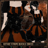 Mesh * =^.^= Curious Kitties - Gothic Stripe Buckle Dress - Orange