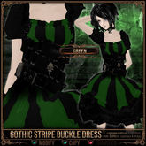 Mesh * =^.^= Curious Kitties - Gothic Stripe Buckle Dress - Green
