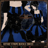 Mesh * =^.^= Curious Kitties - Gothic Stripe Buckle Dress - Blue