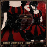 Mesh * =^.^= Curious Kitties - Gothic Stripe Buckle Dress - Red