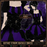 Mesh * =^.^= Curious Kitties - Gothic Stripe Buckle Dress - Purple