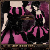 Mesh * =^.^= Curious Kitties - Gothic Stripe Buckle Dress - Pink