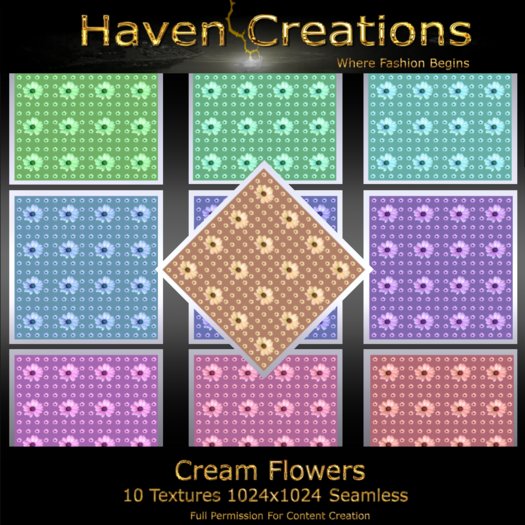 *HC* Textures Cream Flowers
