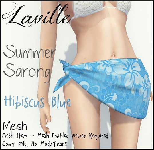 ! Laville ! Summer Sarong - Hibiscus Blue [Mesh]