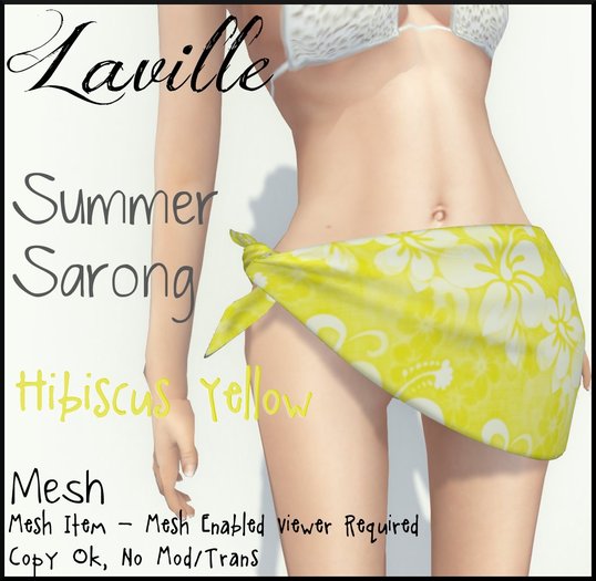 ! Laville ! Summer Sarong - Hibiscus Yellow  [Mesh]