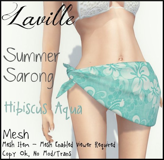 ! Laville ! Summer Sarong - Hibiscus Aqua [Mesh]
