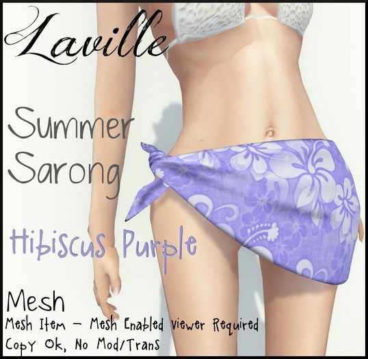 ! Laville ! Summer Sarong - Hibiscus Purple [Mesh]