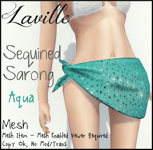 ! Laville ! Sarong - Sequin Aqua [Mesh]
