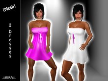 .::KIRA::. Mesh Pink n White Drawstring MiniDress