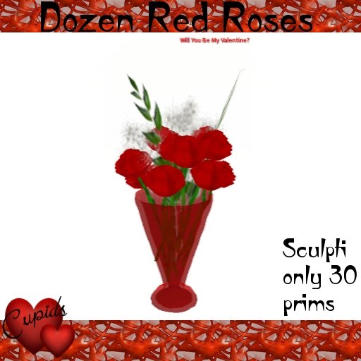 Dozen Red Roses Sculpti, red vase
