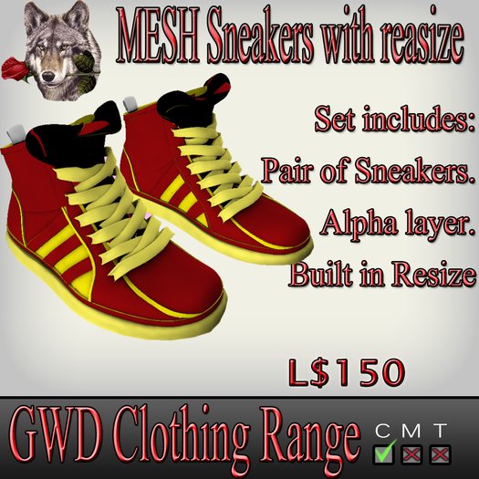 GWD Red/Yellow Mesh Sneakers