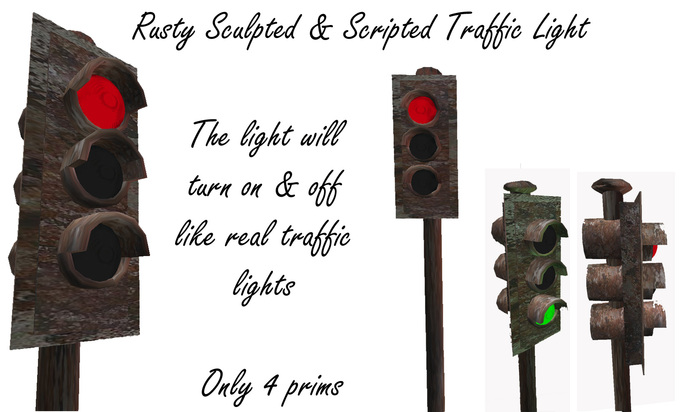 Rusty Sculpted & Scripted Traffic Light (Boxed)
