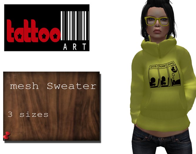 TattooArt Rigged Mesh Hooded Sweater Web
