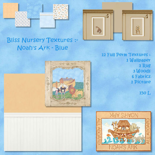 Bliss Nursery Textures - Noahs Ark Blue - Box