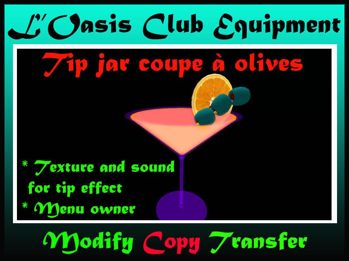 tip jar coupe olives  NO COPY