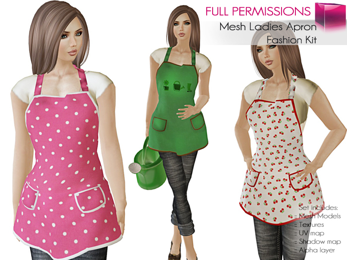 FULL PERM CLASSIC RIGGED MESH Women's Female Ladies Fashion Colorful Kitchen Garden Apron