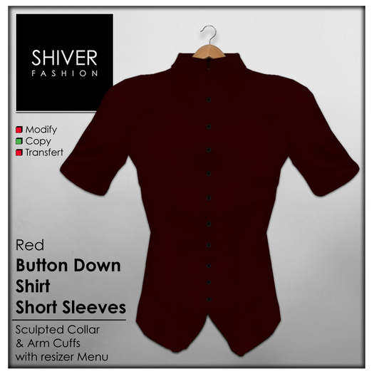 Shiver - Button Down Shirt Short Sleeves - Red