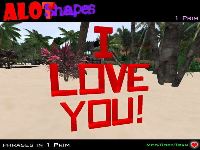 I Love You ! -  Phrase in 1 Prim