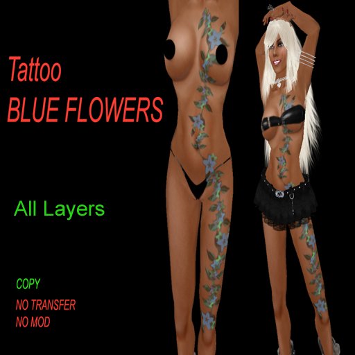 Full Body Tattoo Blue Flowers