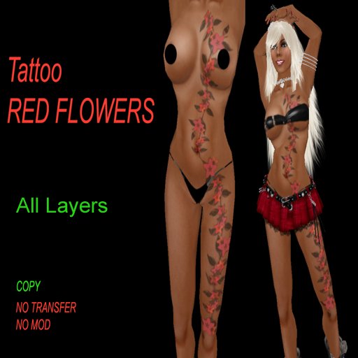 Full Body Tattoo Red Flowers
