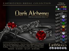 EarthStones Wedding Rings - Dark Alchemy - Pentacle Ring Set (BOX)
