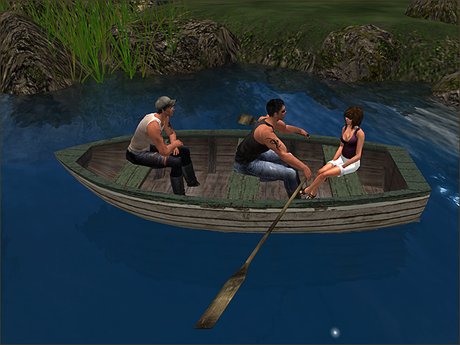 Second Life Marketplace - [TUFF] Green & White Round Rowboat