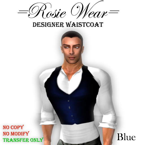 =Rosie Wear= Designer Waistcoat_Blue