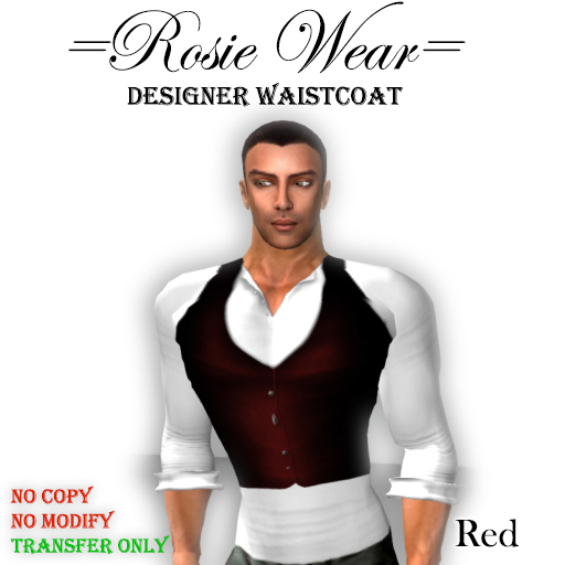 =Rosie Wear= Designer Waistcoat_Red