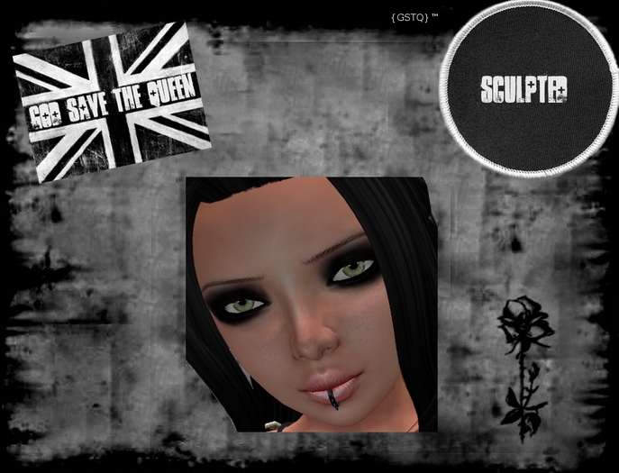{GSTQ} Black Chrome Multspiked Lip ring (Verticle Lebret)(Chin)