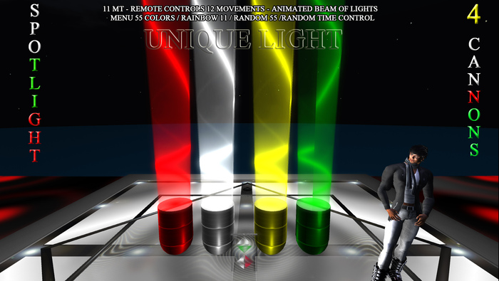 Spotlights Color 4 Color Floor Spotlights 11 MT 2 Remote Controls Animated Lights 11/55 Randoms/Colors Menu