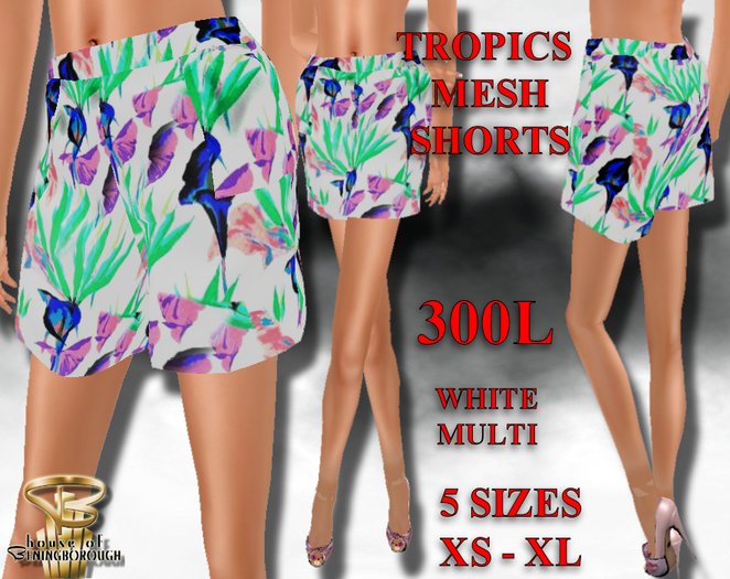 HOUSE OF BENINGBOROUGH -  TROPICS MESH SHORTS - WHITE MULTI