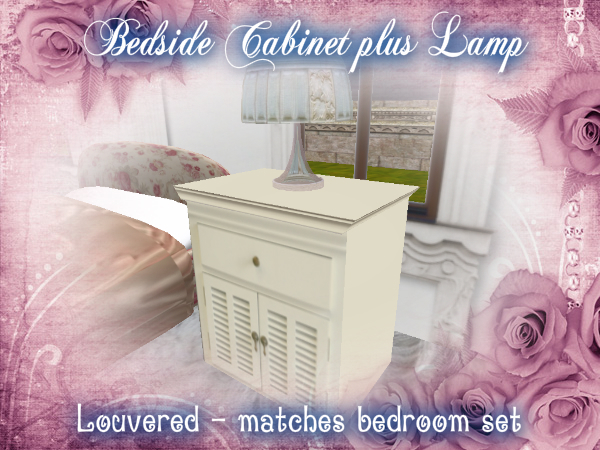 Louvered Bedside Cabinet + lamp