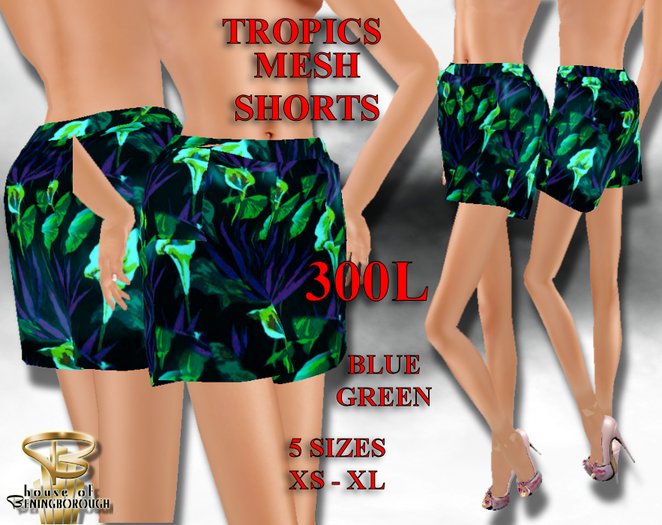 HOUSE OF BENINGBOROUGH - TROPICS MESH SHORTS - BLUE GREEN