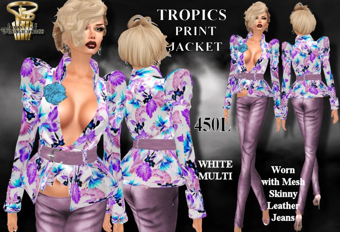 BB TROPICS PRINT JACKET - WHITE / MULTI