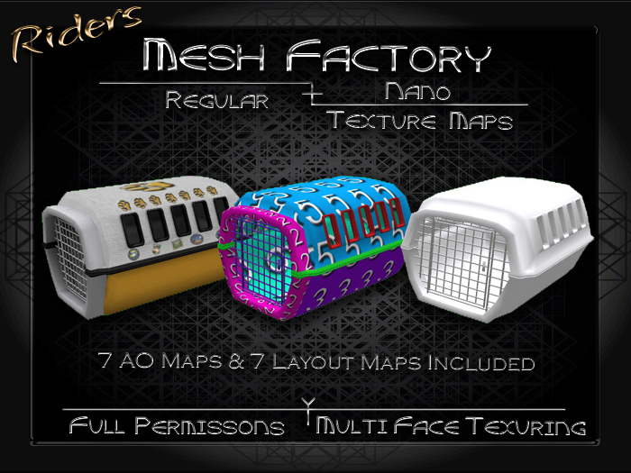 Riders - Full Permission Mesh, NANO Incl. Multiple Face Texturing - Jewelry, Tip Jar, Home Decor, Home Builds - Kennel