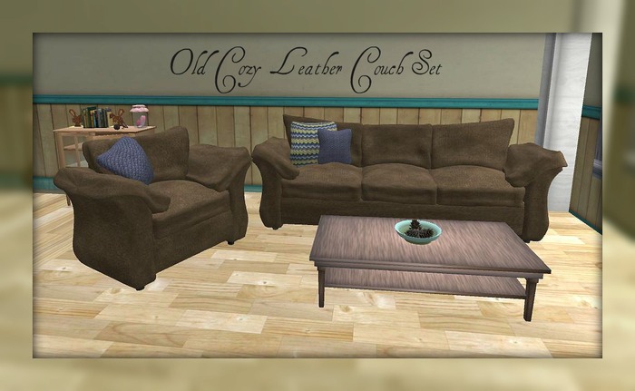 Old Leather Cozy Coach set 
