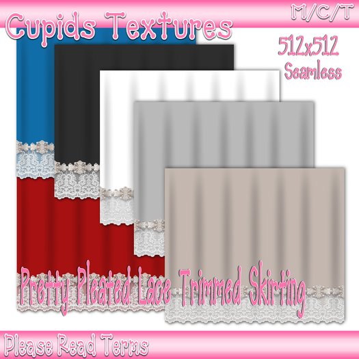 *CUPIDS* 6 PRETTY LACE TRIMMED PLEATED SKIRTING Textures