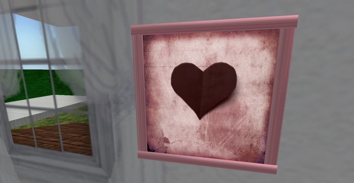 Whimsy Framed Pink with Red Heart Folk Art Collection