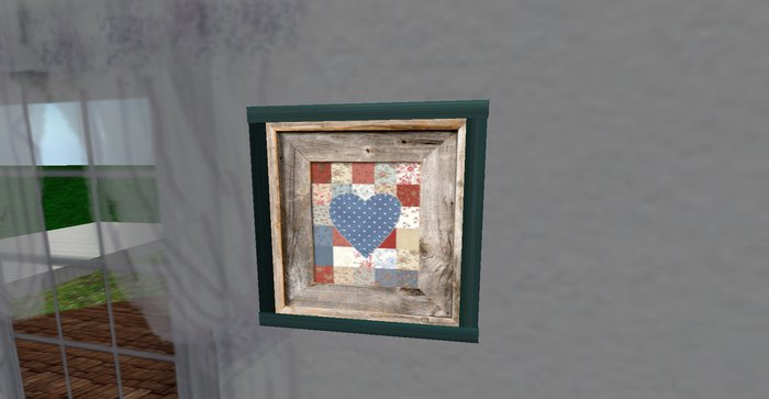 Whimsy Framed  Blue Heart Quilt Folk Art Collection