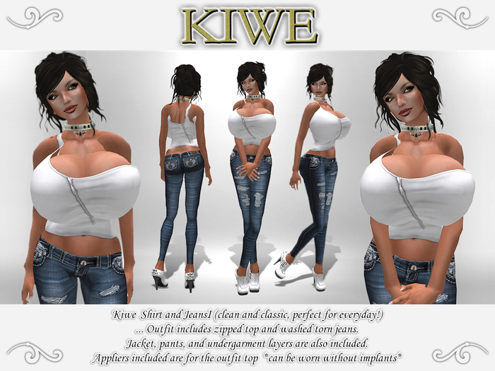 Kiwe Shirt and Jeans I (white and blue) for Prim B's