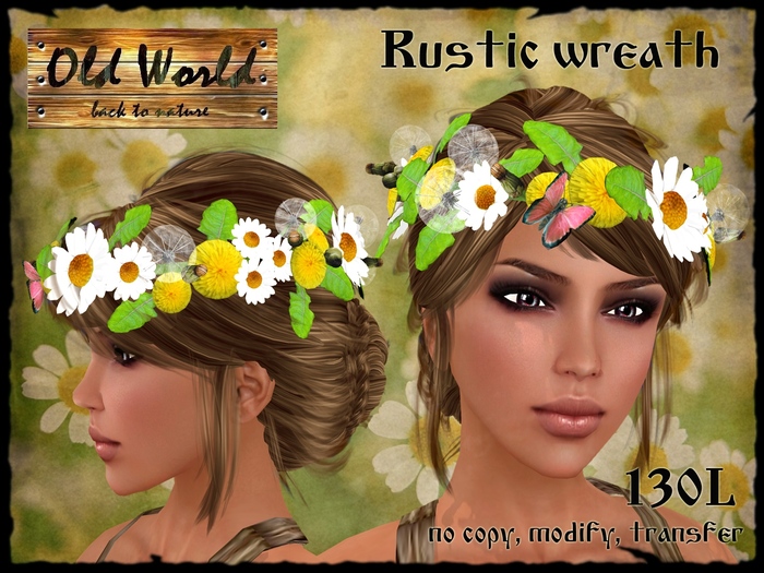 Rustic wreath of daisies and dandelions - Old World - Fantasy / Medieval