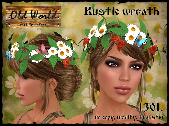 Rustic wreath of daisies and strawberries - Old World - Fantasy / Medieval