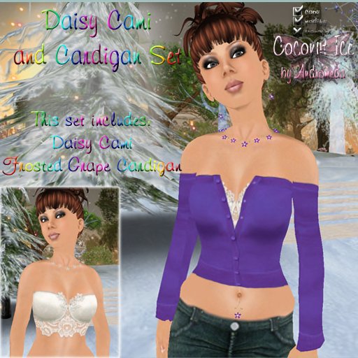 Daisy Cami & Cardigan Set ~ Frosted Grape