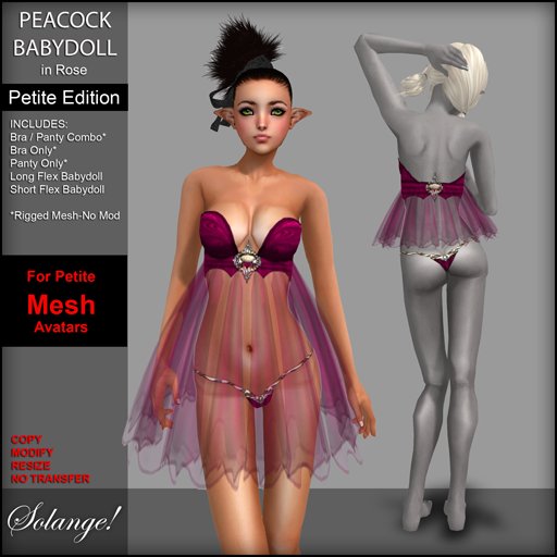 *Solange!* Petite Peacock Babydoll - ROSE