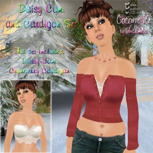 Daisy Cami & Cardigan Set ~ Cranberry