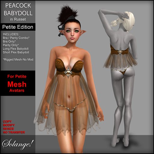 *Solange!* Petite Peacock Babydoll - RUSSET