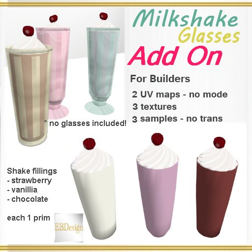 EBDesign - Milkshake glasses Add On - matching filling prims