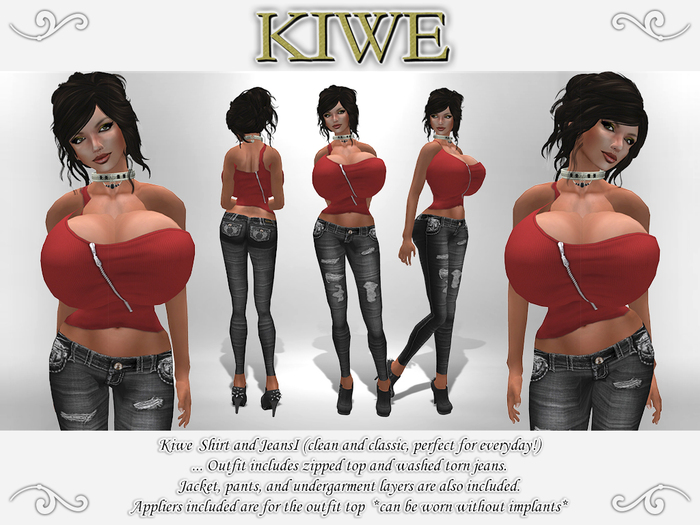 Kiwe Shirt and Jeans I (red and black) for Prim B's