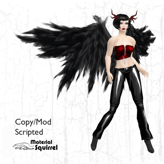 Obsidian Angel Wings in Darker Black - Flexi and Scripted Dark Angel Wings